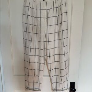 Cream Windowpane Check womens Pants